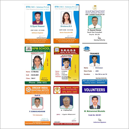 Identity Card Printing Services - PVC & Paper Custom Sizes Varied Colors | Customizable Designs Durable Cards Fast Turnaround High-Quality Prints