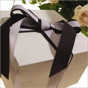 Wedding Gifts - Cardboard 5x5x5 Inches, Off-White | Ribbon Closure, Elegant Design, Customizable Keepsake