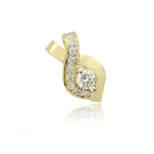 Unique Solitaire Diamond Studio 1/5 Carat Fancy Pendant Set in Yellow Gold # UQP002