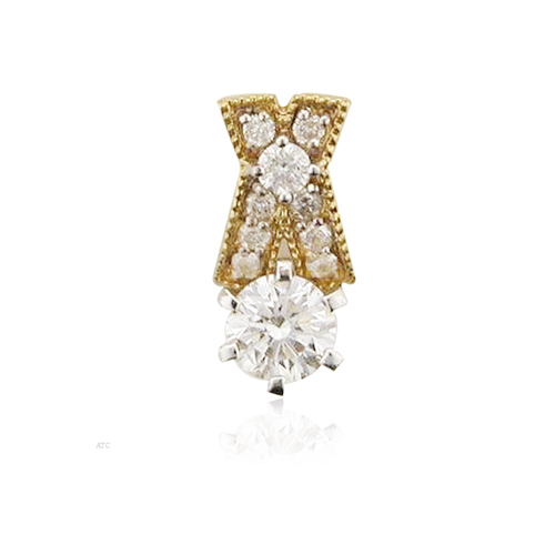 Unique Solitaire Diamond Studio A Carat Fashion Pendant in Yellow Gold # UQP003