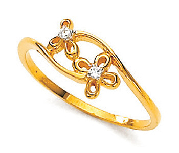 Unique  Solitaire Diamond Studio Two Stone Flower Shape Fancy Rings # UQR016