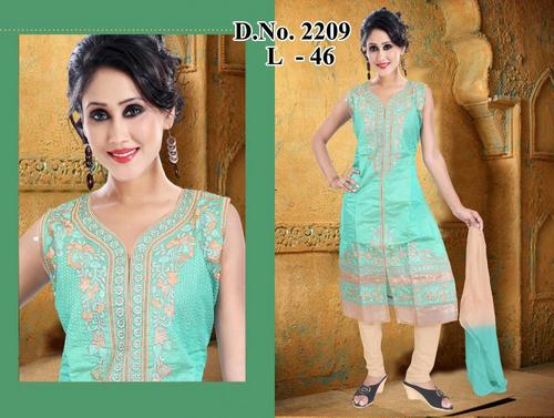 Embroidered Chudidar Suits - Silk, Medium Size, Light Peach | Sleeveless, Exceptional Craftsmanship, Beaded and Sequined Details
