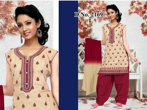 Embroider Work Suits - Cotton, XL, Golden | Long Sleeve, Embroidered, Beads & Sequins Decoration for Winter Wear, Designer Chudidars