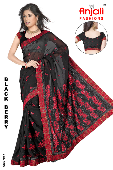 black designer sarees