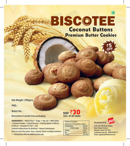 Biscotee Coconut Button Cookies