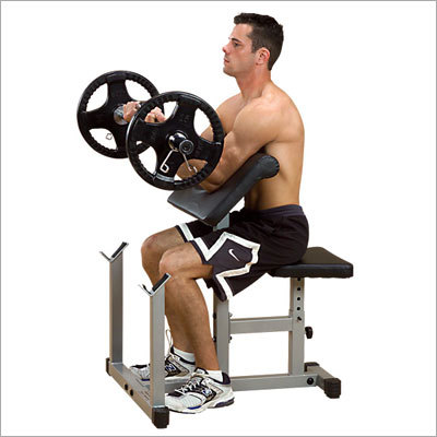 Preacher Curl - Steel, 48x24x42 in, Silver | Bicep Isolation, Targeted Curls, Ergonomic Design