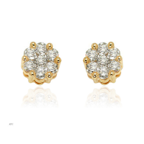 Unique Solitaire Diamond Studio 1/5 Carat Pressure Set Earrings # UQE003