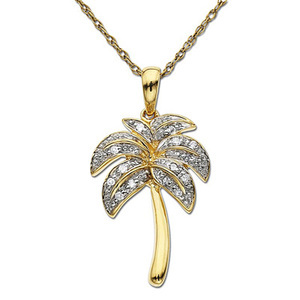 Bold American Diamond Coconut Tree Shape Pendant # BOP009