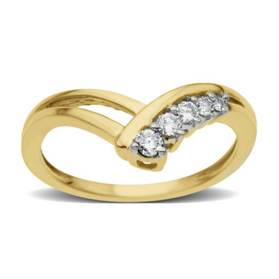 Bold American Diamond Five Stone V Shape Band Ring # BOR007