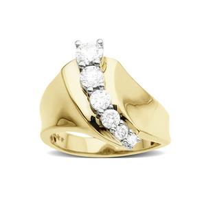 Bold American Diamond Six Stone Journey Ring # BOR009