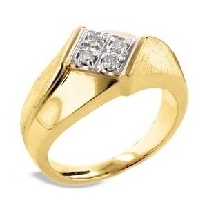 Bold American Diamond Four Stone Square Ring # BOR0010