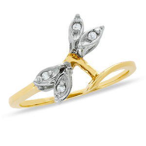 Bold American  Diamond Black Rohdium Leaf Shape Ring # BOR0013