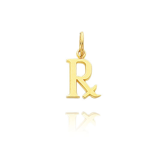 AU 18k Pure Yellow Gold "R" Pendant AUP029