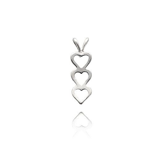 AU 18k Pure White Gold Three Heart Row Pendant AUP047