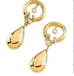 AU 18k Pure Yellow Gold Drop With Circle Earring AUE004
