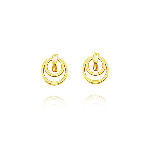 AU 18k Pure Yellow Gold Double Circular Earring AUE016