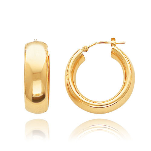 AU 18k Pure Yellow Gold Hoop Band Style Earring AUE026 - AU 18k Pure ...