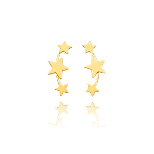 AU 18k Pure Yellow Gold Three Star Fancy Earring AUE030