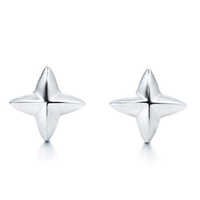 Au 18k Pure White Gold Fancy Star Earring Aue035