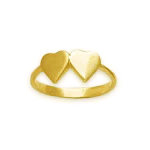 AU 18k Pure Yellow Gold Twins Heart Ring AUR008