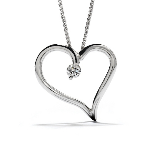 Ag Real Diamond Soft Heart Pendant # AGSP0001