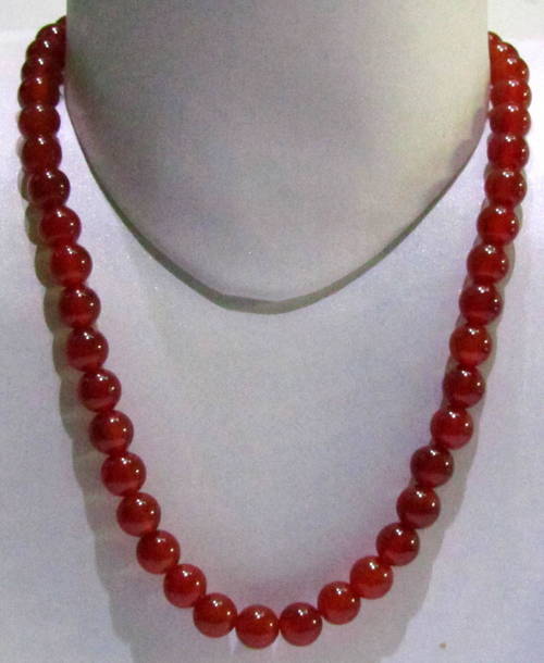 Red Onyx Plain Round Necklace