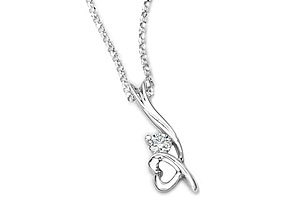 Ag Real Diamond Large Heart Pendant # AGSP0008