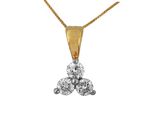 Ag Real Diamond Three Stone Fancy Pendant # AGSP0010