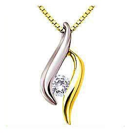 Ag Real Diamond Yellow & White Gold Plated Fashion Pendant # AGSP0029