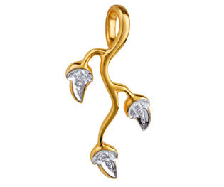 Ag Real Diamond Three Stone Leaf Plant Pendant # AGSP0033