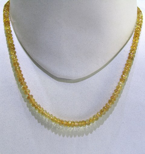 Citrine Faceted String - 17 Inch Nylon String, Yellow Gemstone Beads, Elegant Design
