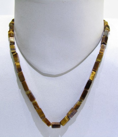 Tiger Eye Cubes Strings - Tiger Eye Material, 17 Inch Length, Brown Color | Elastic String, Elegant Design, Durable, Versatile