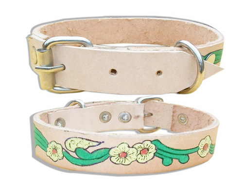 HIGH QUAILITY HAND PAINTING LEATHER DOG COLLAR (L041C)