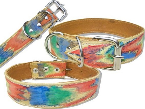 HIGH QUILITY HAND PAINTING TWO LAYER LEATHER DOG COLLAR (L043C)