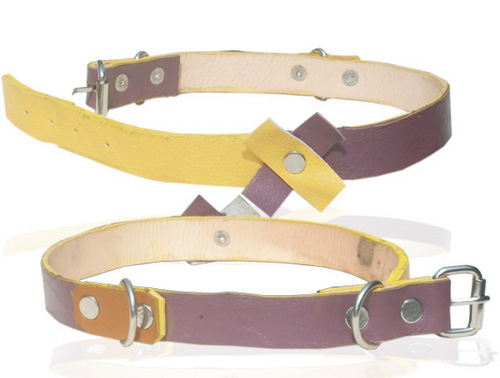 HIGH QUILITY MULTI COLOUR DESIGNING TWO LAYER LEATHER DOG COLLAR (L052C)