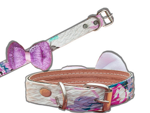 उच्च गुणवत्ता वाली दो परत वाला लेदर0आईडी डॉग कॉलर (D041C)