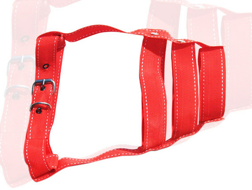 DESIGNER NYLON MUZZLE (N011M) - Nylon Steel, Four Sizes, Red | Embroidered, Adjustable, Durable Buckle, D-Ring