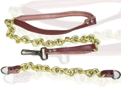 HIGH QUAILITY HAND MADE DESIGNER LEATHER AND BRASS DOG CHAIN AND COLLAR (C002C)