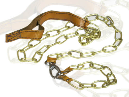 HIGH QUAILITY HAND MADE DESIGNER LEATHER AND BRASS DOG CHAIN AND COLLAR (C006C)