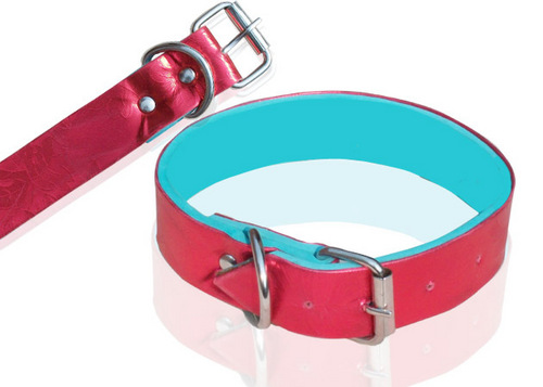 DESIGNER CAT AND PUPPY LEATHEROID WITH RUBBER PAD COLLAR