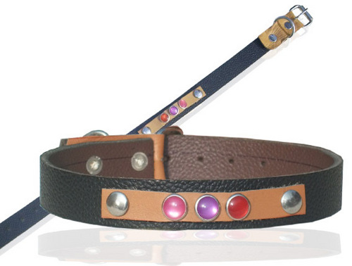 DESIGNER CAT AND PUPPY GANUINE LEATHER COLLAR 