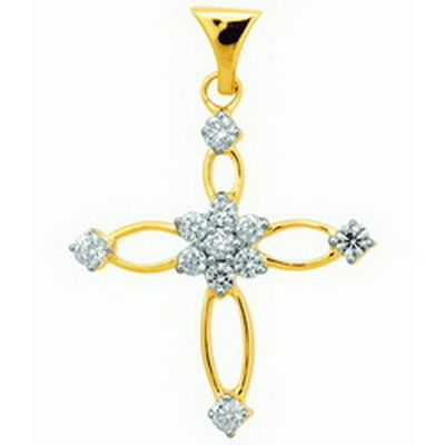 Ag Real Diamond Eleven Stone Fancy Cross Shape # AGSP0067