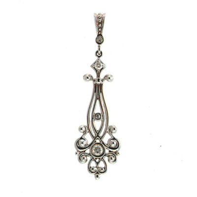 Ag Real Diamond Two Stones Traditional Dangling Pendant # AGSP079