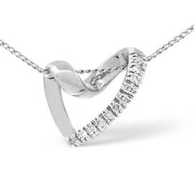 Ag Real Diamond Eleven Stones Heart Shape Top Curve Pendant  # AGSP0093