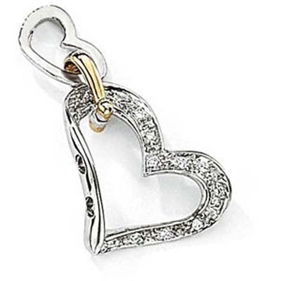 Ag Real Diamond Eleven Stones With Black Rhodium Heart Shape Pendant # AGSP0095