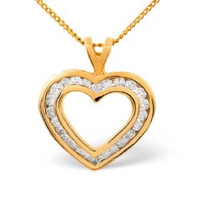 Ag Real Diamond Heart Into Heart Between Stone Pendant # AGSP0097