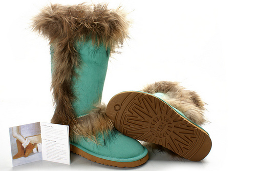 UGG Fox Fur Tall Uggs Boots Pool-Green