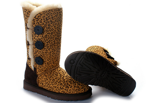 Ugg Bailey Button Triplet Tall Sheepskin Boots Leopard