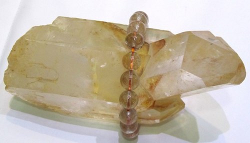 Quartz Crystal Golden Rutilated Beads