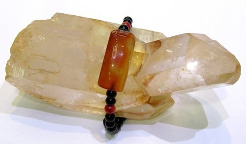 Red Onyx Plain Plate Bracelet